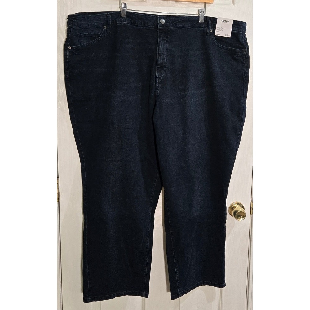 Sonoma Goods For Life Womens Plus 30W High Rise Straight Jeans Rinse WS42D145PW5